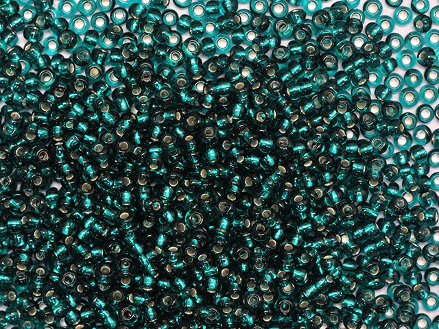 Preciosa Ornela Czech Glass Seed Beads 11/0 Silver Lined Teal (57710)